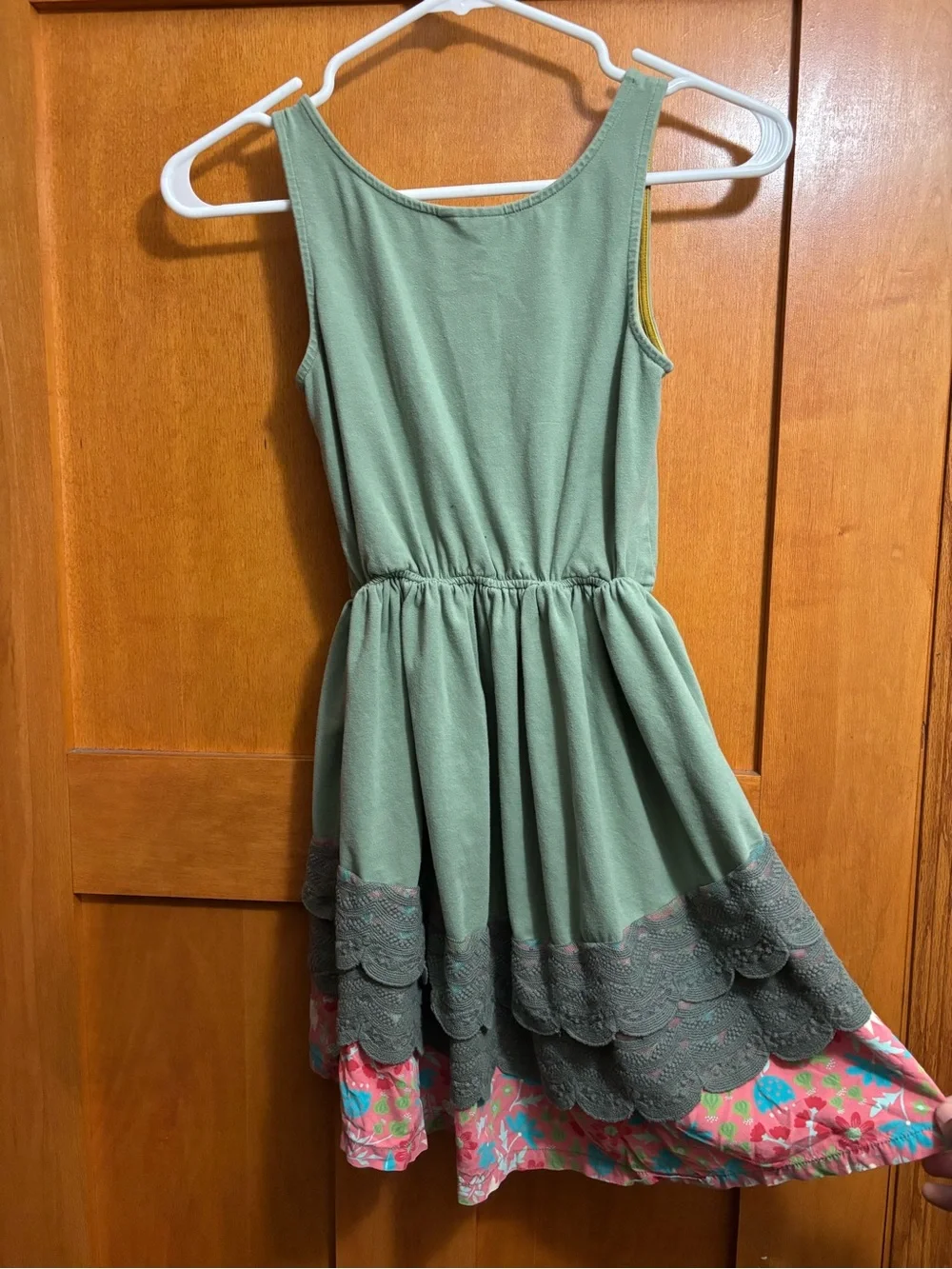 Matilda Jane Peaceful Plains Green Lace Tank Dress Pockets Girls Size 10 Youth - Picture 5 of 5